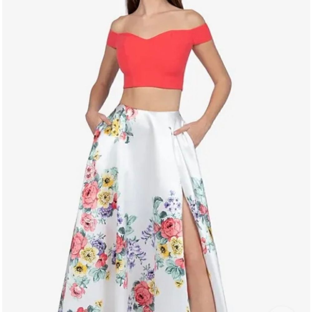 B. Darlan women’s long high slit Maxi floral skirt with pockets size 2